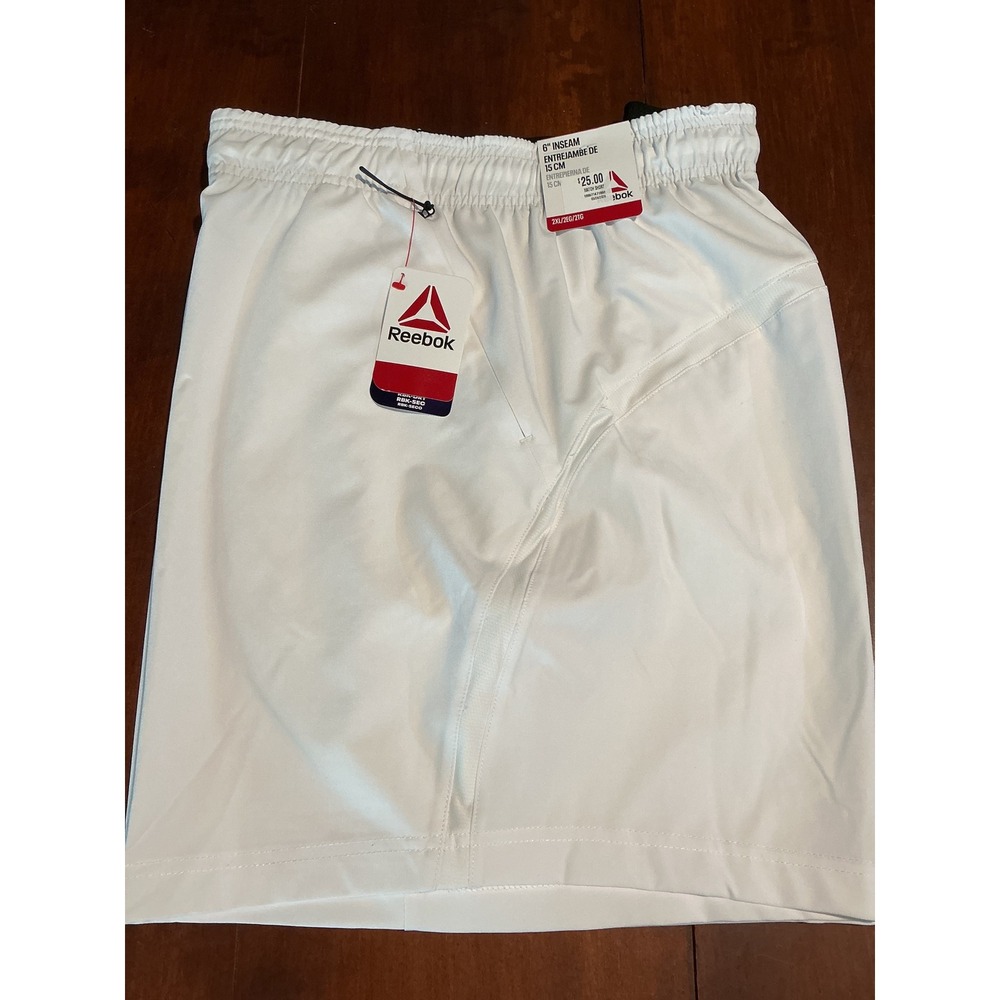 Reebok Mens Match Short Brilliant White RBK-DRY 6in Inseam RDM262SH22033 2XL